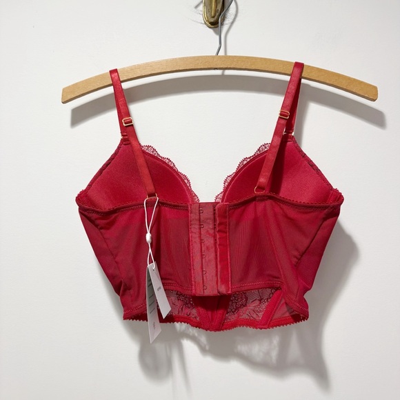 New Pepper Lace Lift Up Corset Scarlet Two Tone Size 32B Red Boning NWT Romantic - Picture 3 of 16